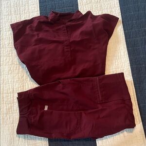 FIGS burgundy scrub set